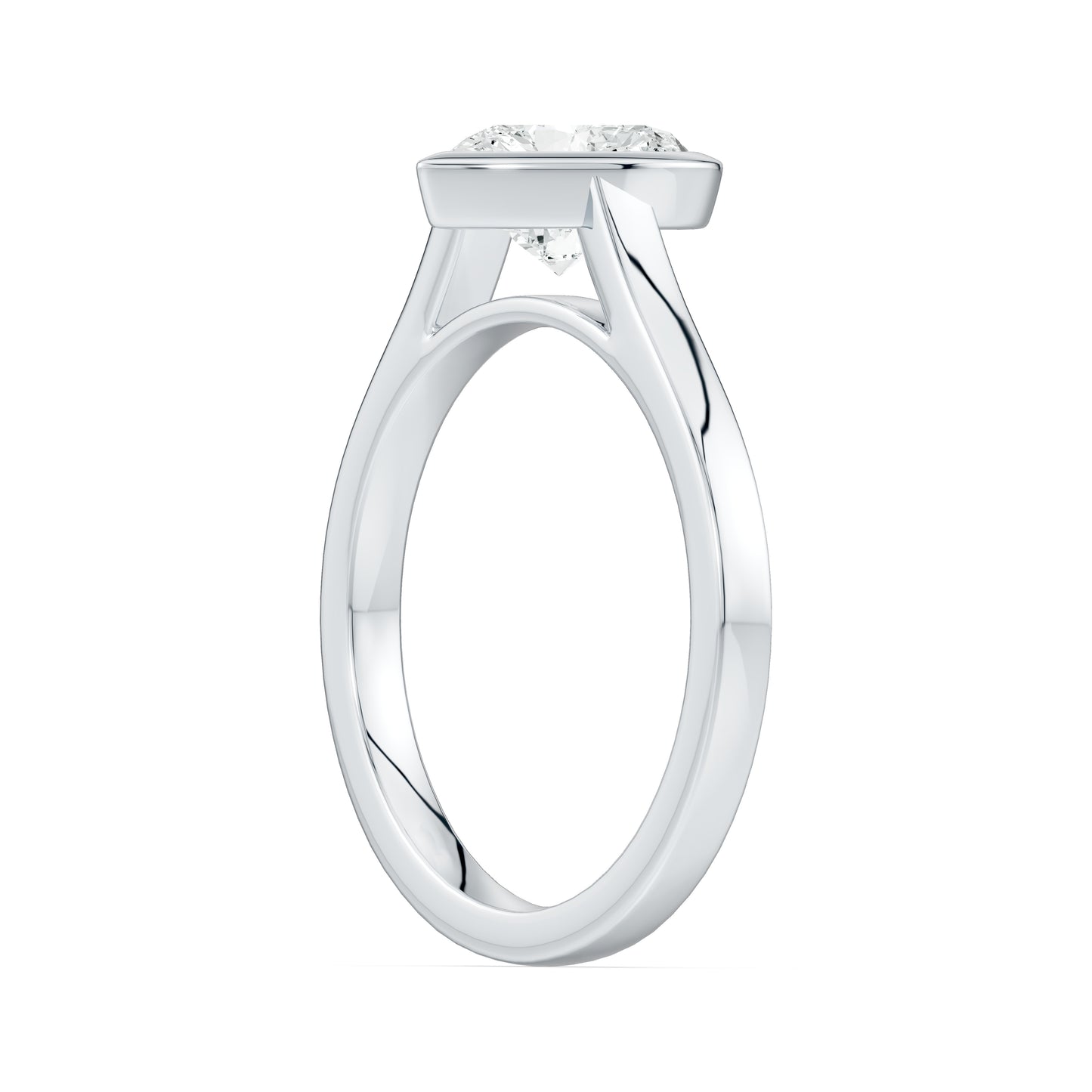 Heart Shape Bezel Set Moissanite Solitaire Ring