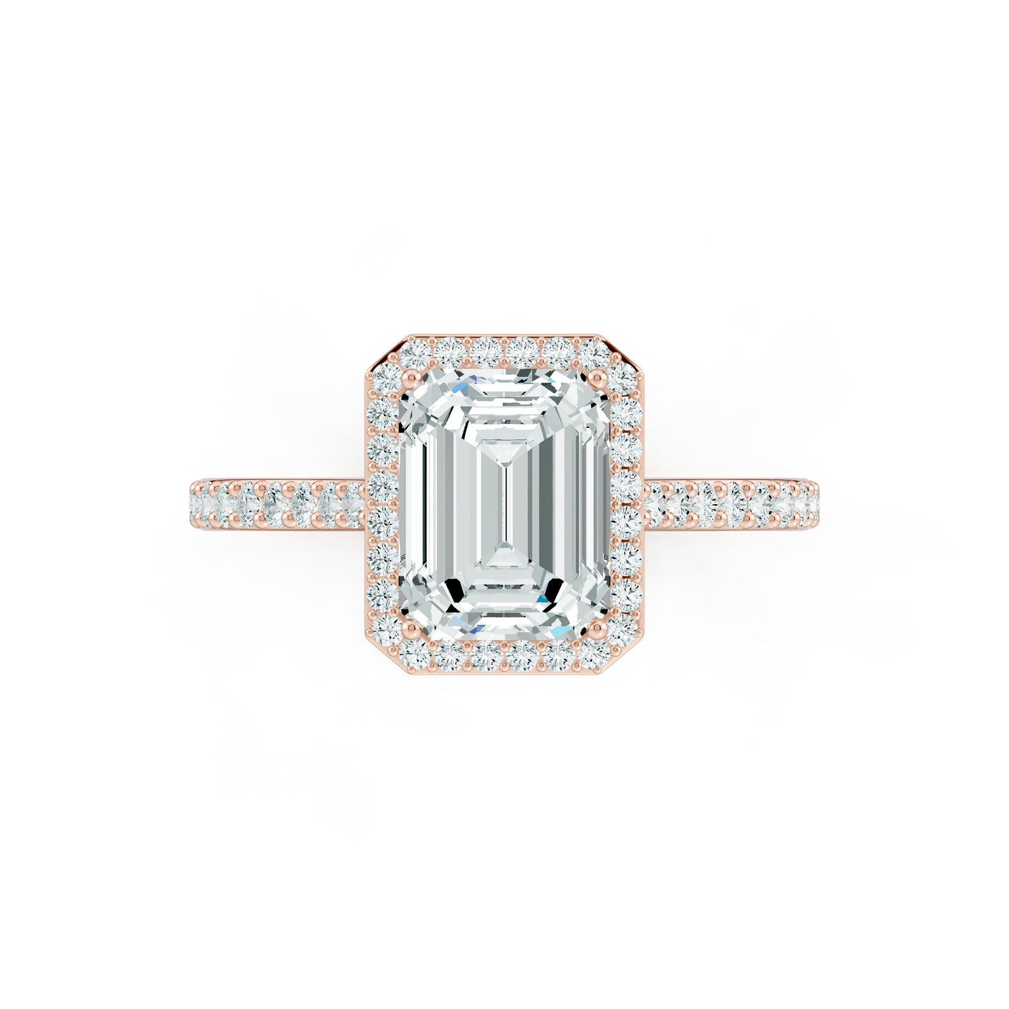 Emerald Cut Moissanite Halo Engagement Ring
