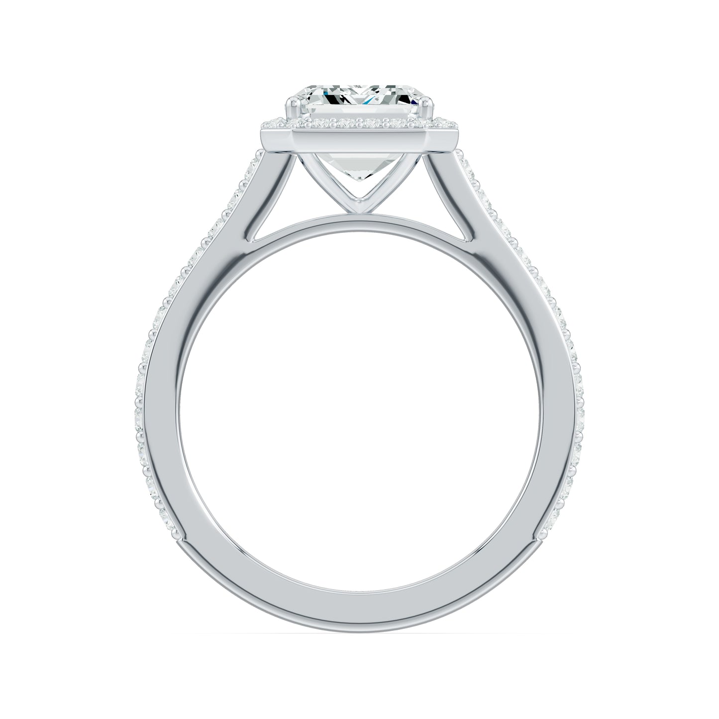 Emerald Cut Moissanite Halo Engagement Ring