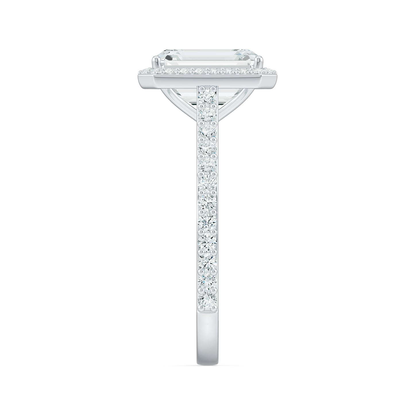 Emerald Cut Moissanite Halo Engagement Ring