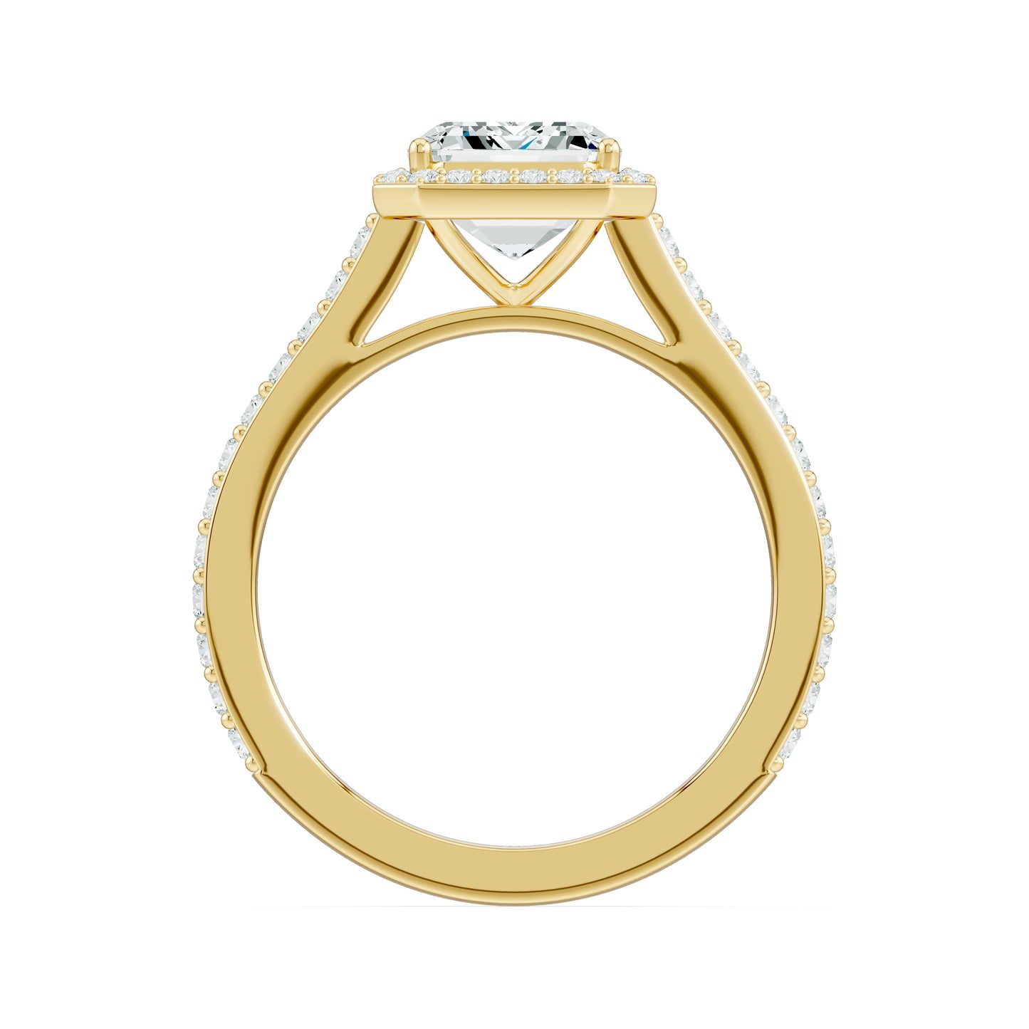Emerald Cut Moissanite Halo Engagement Ring