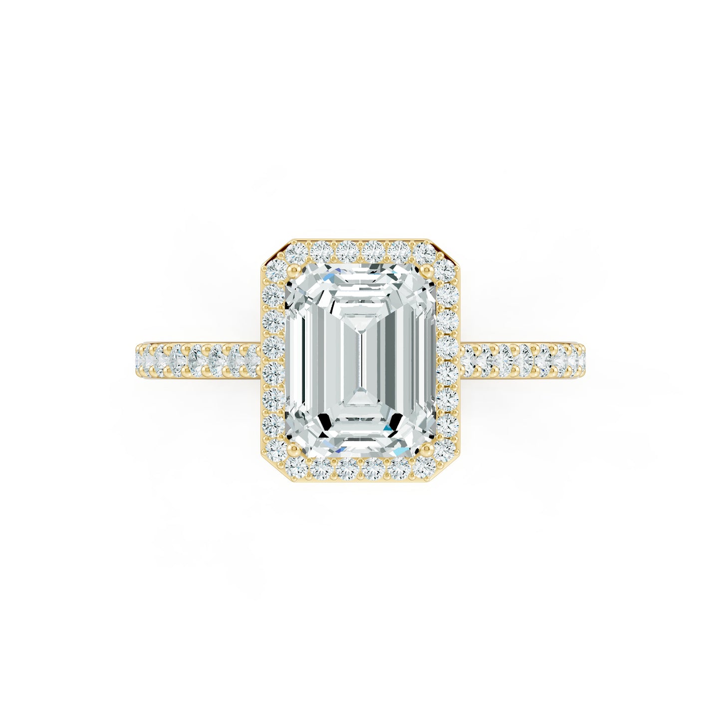 Emerald Cut Moissanite Halo Engagement Ring