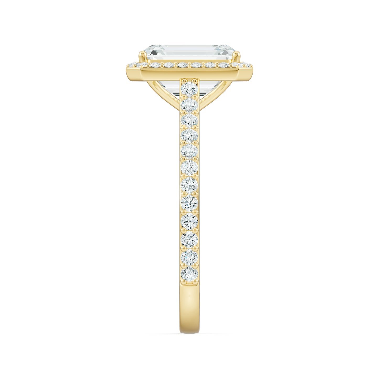 Emerald Cut Moissanite Halo Engagement Ring