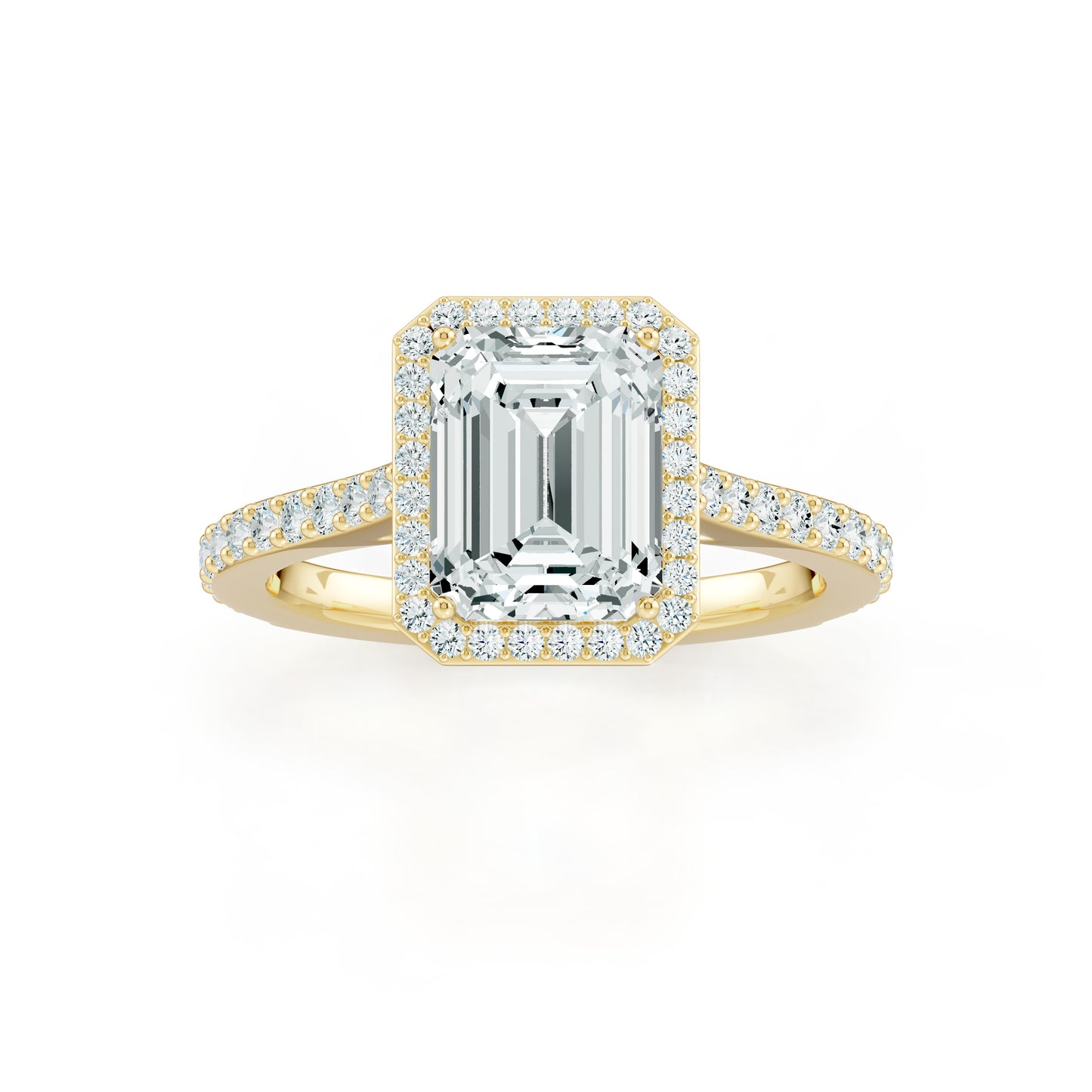 Emerald Cut Moissanite Halo Engagement Ring
