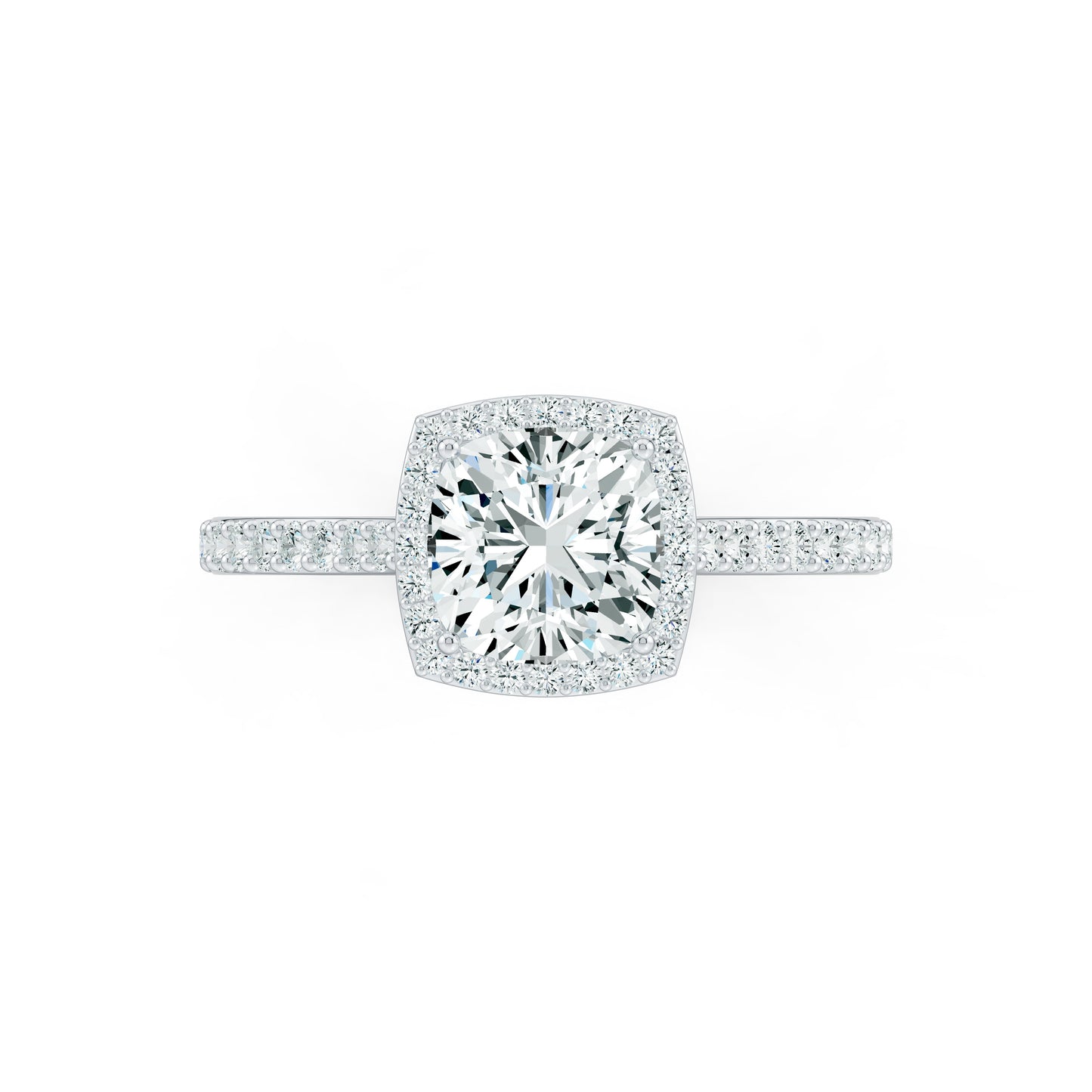 Cushion Cut Moissanite Halo Engagement Ring