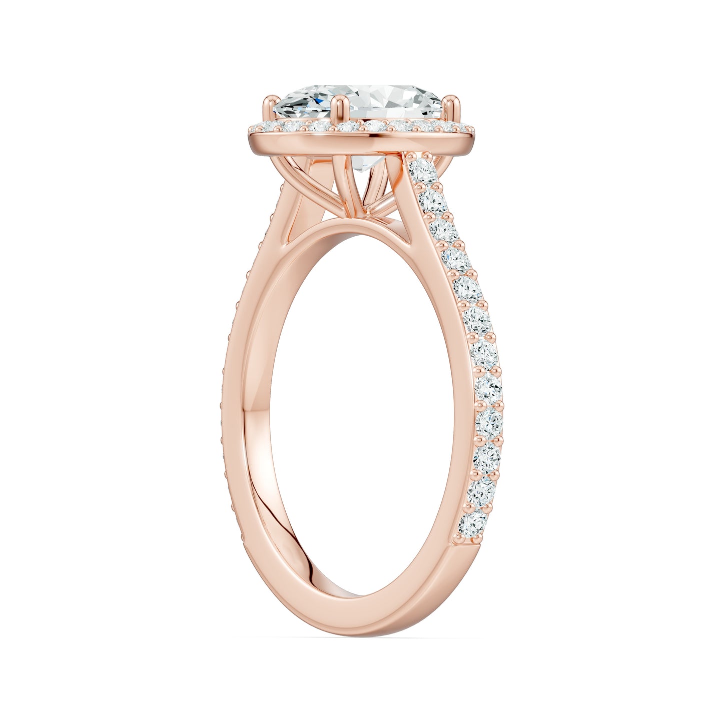 Oval Moissanite Halo Engagement Ring