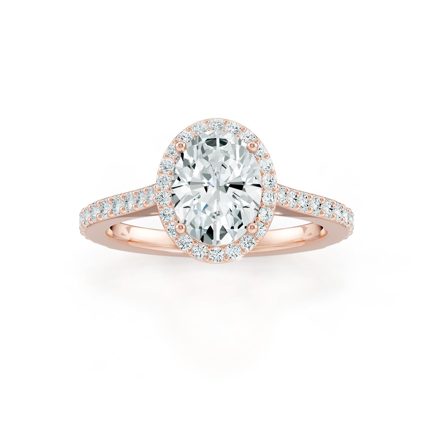 Oval Moissanite Halo Engagement Ring