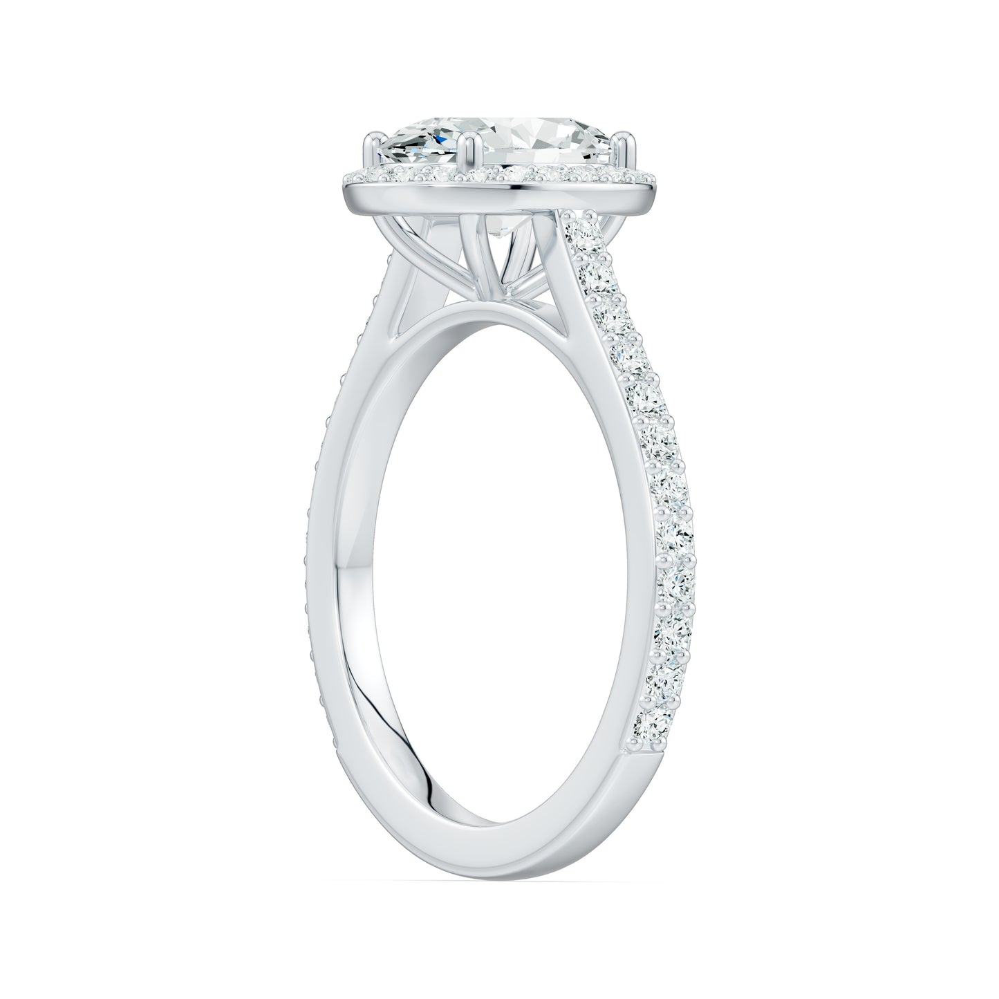 Oval Moissanite Halo Engagement Ring