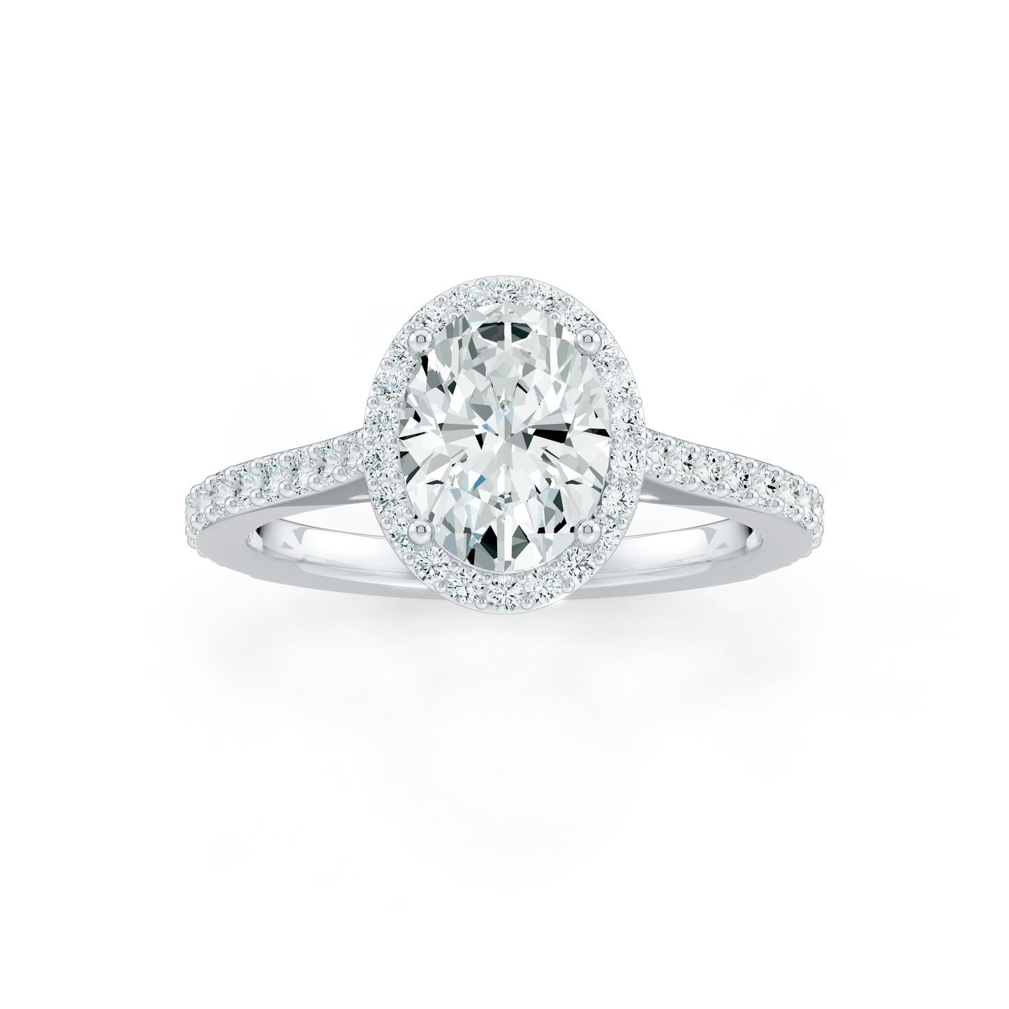 Oval Moissanite Halo Engagement Ring