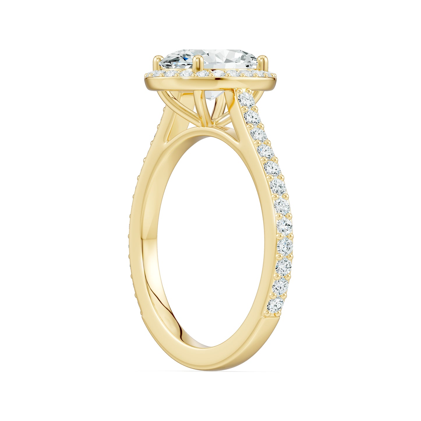 Oval Moissanite Halo Engagement Ring