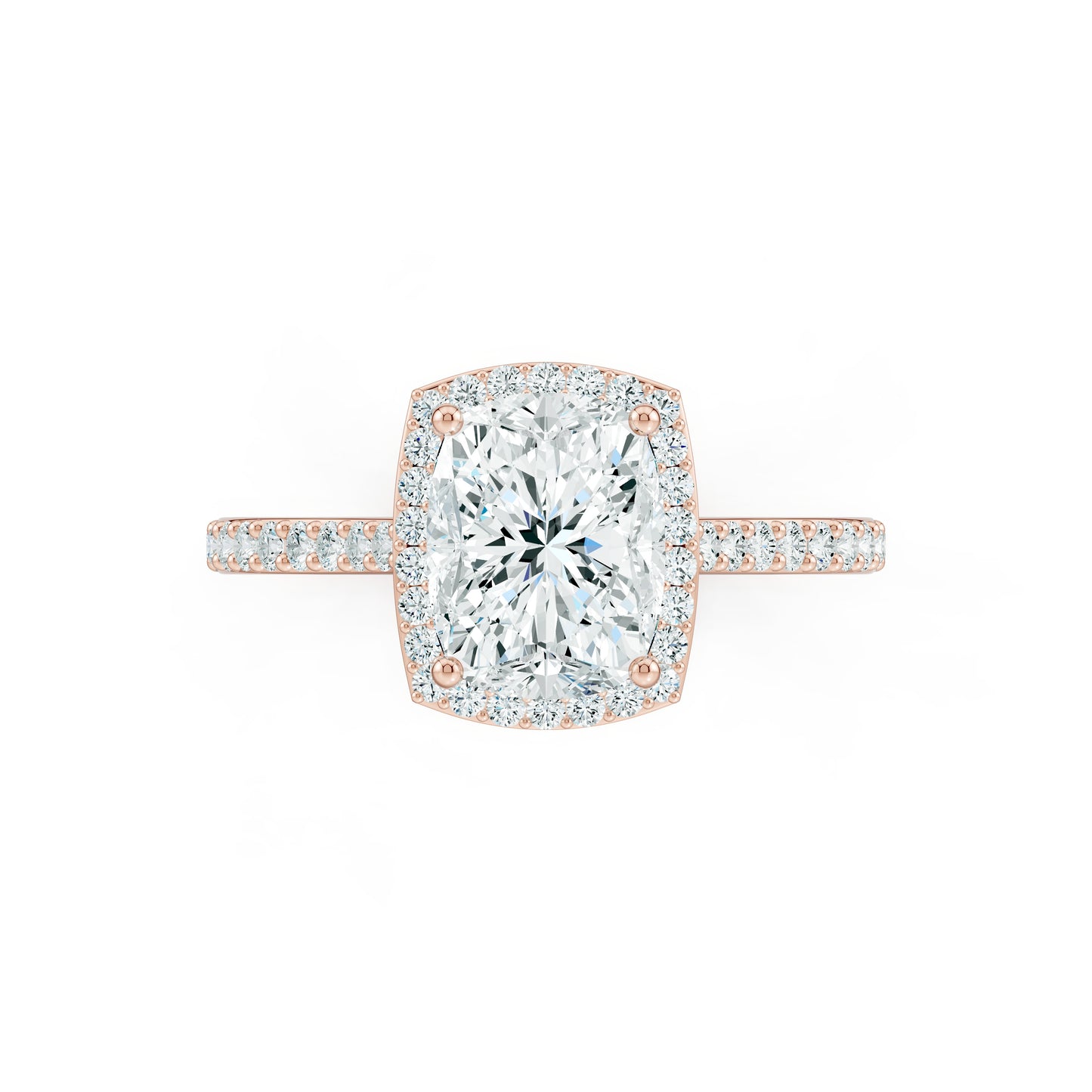 Cushion Rectangular Moissanite Halo Engagement Ring