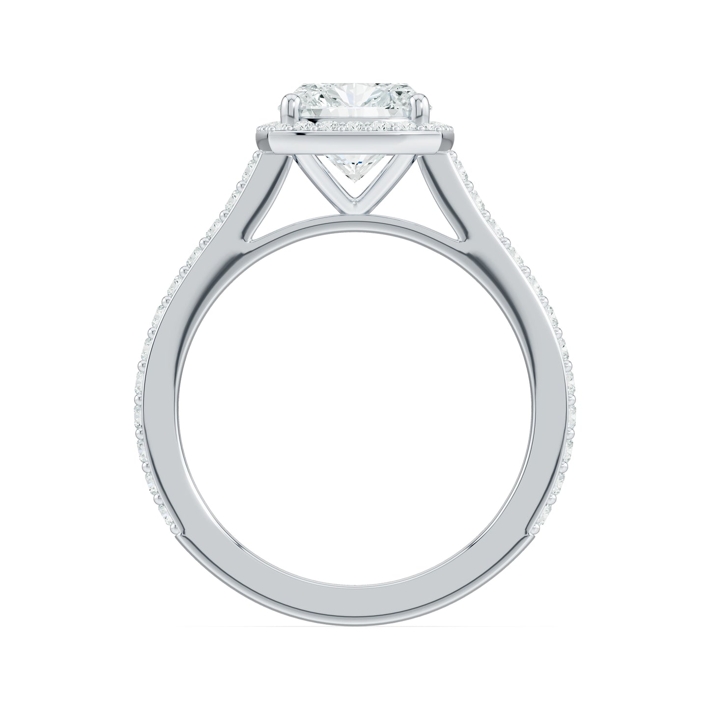 Cushion Rectangular Moissanite Halo Engagement Ring