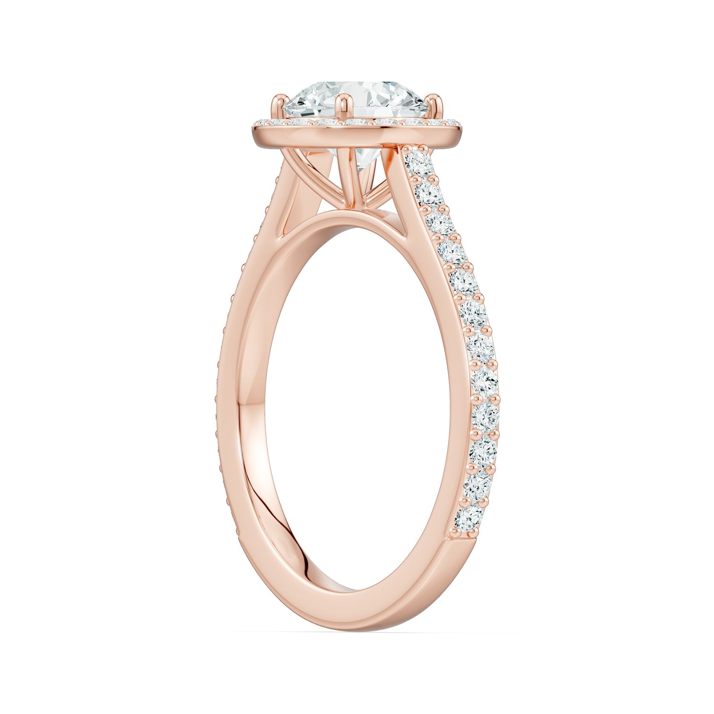Round Moissanite Halo Engagement Ring