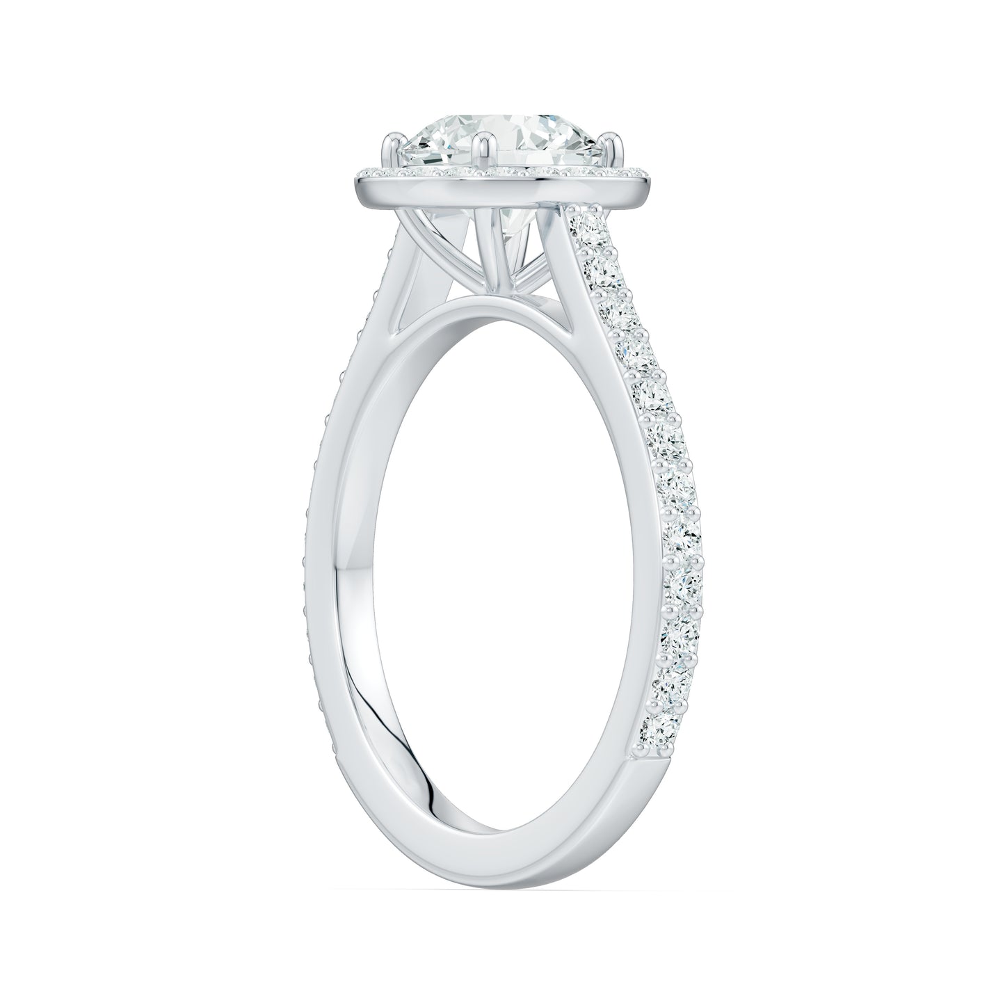 Round Moissanite Halo Engagement Ring