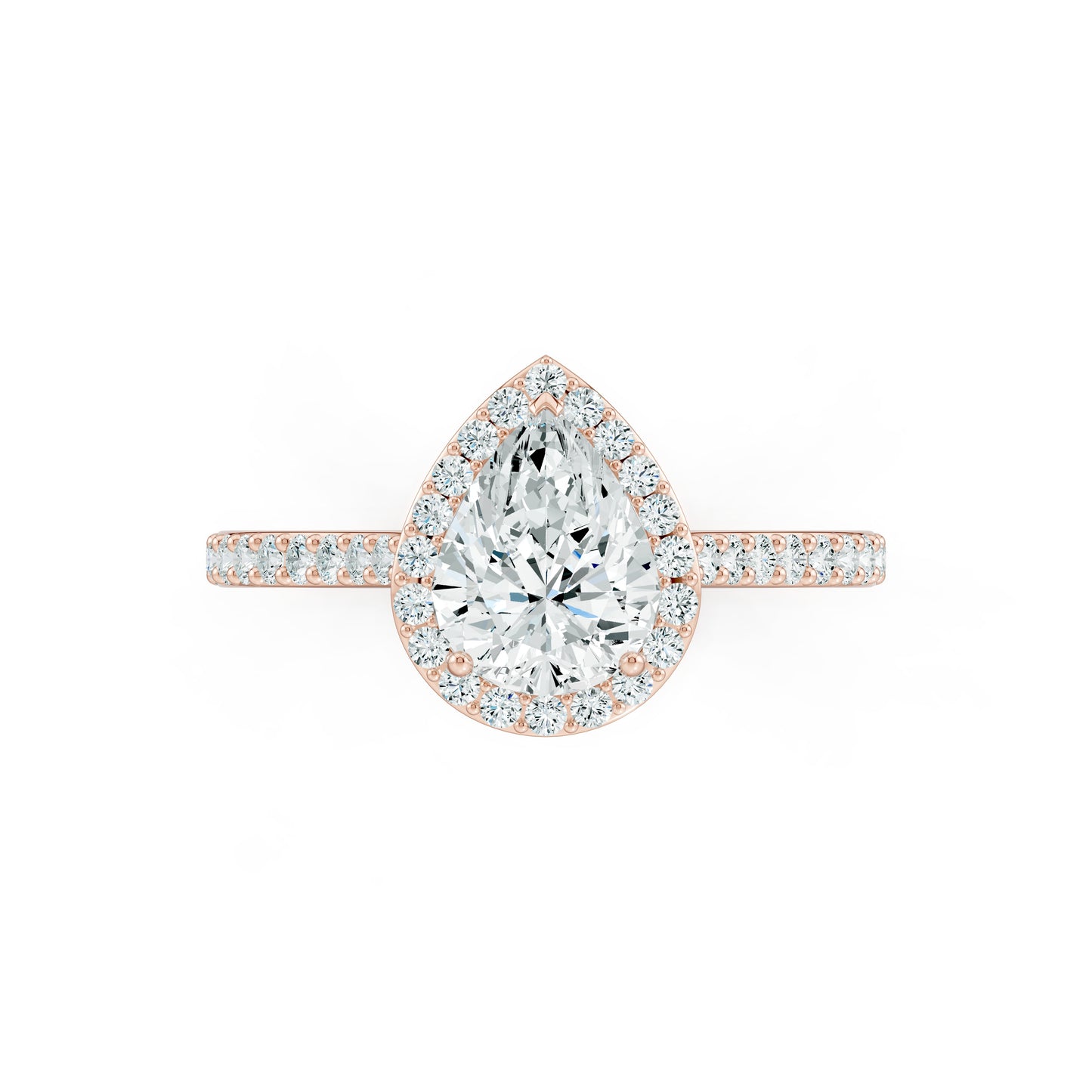Pear Shape Moissanite Halo Engagement Ring