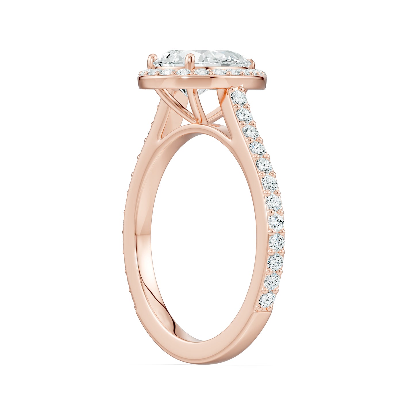 Pear Shape Moissanite Halo Engagement Ring