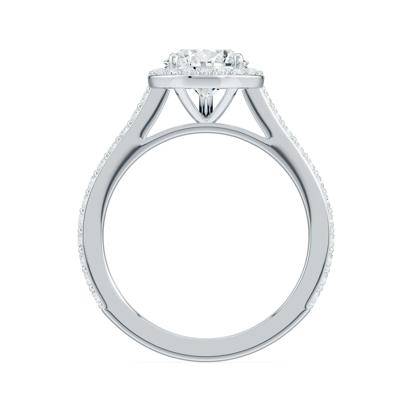 Pear Shape Moissanite Halo Engagement Ring