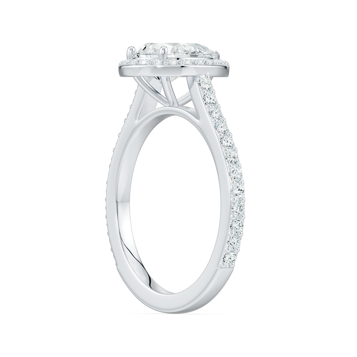 Pear Shape Moissanite Halo Engagement Ring