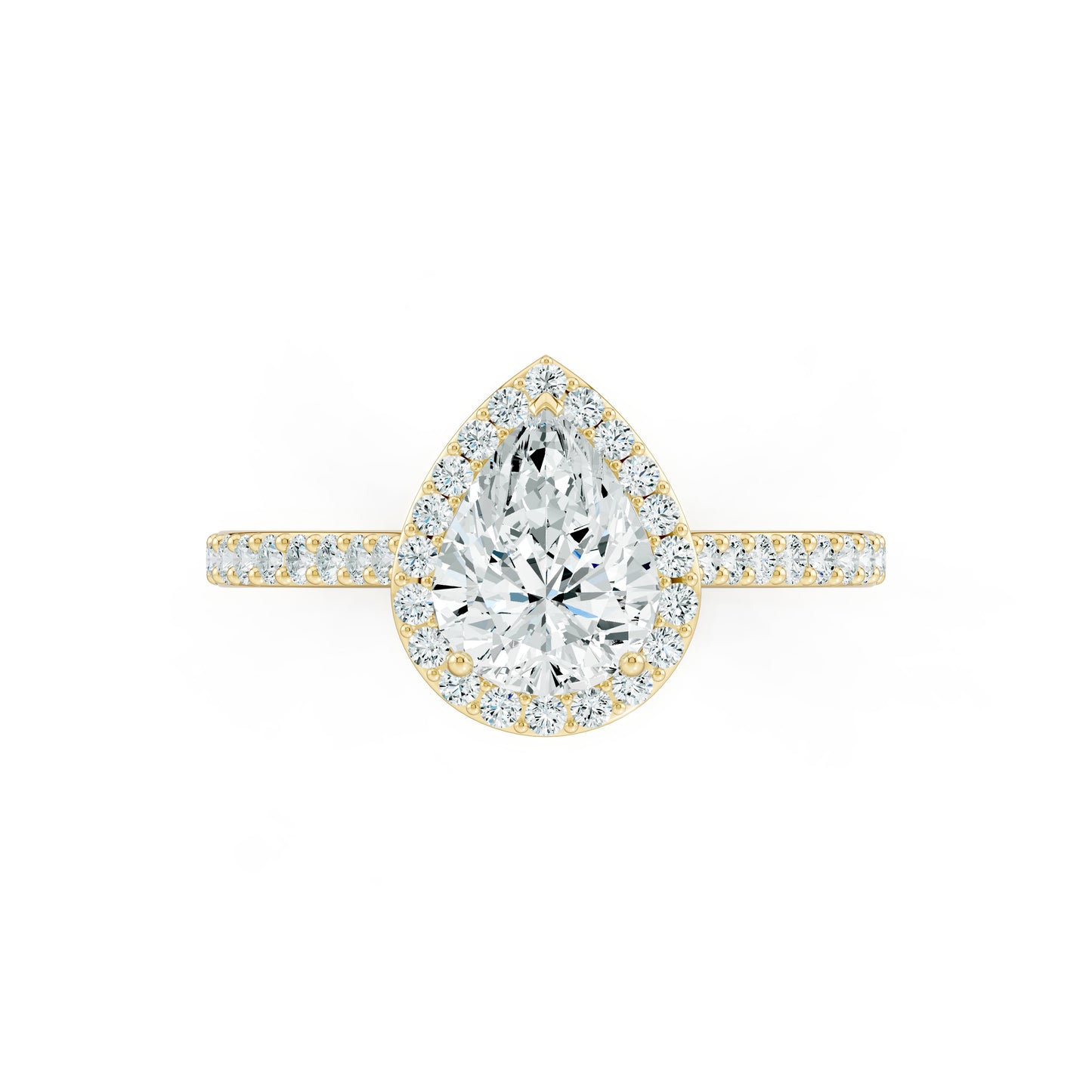 Pear Shape Moissanite Halo Engagement Ring