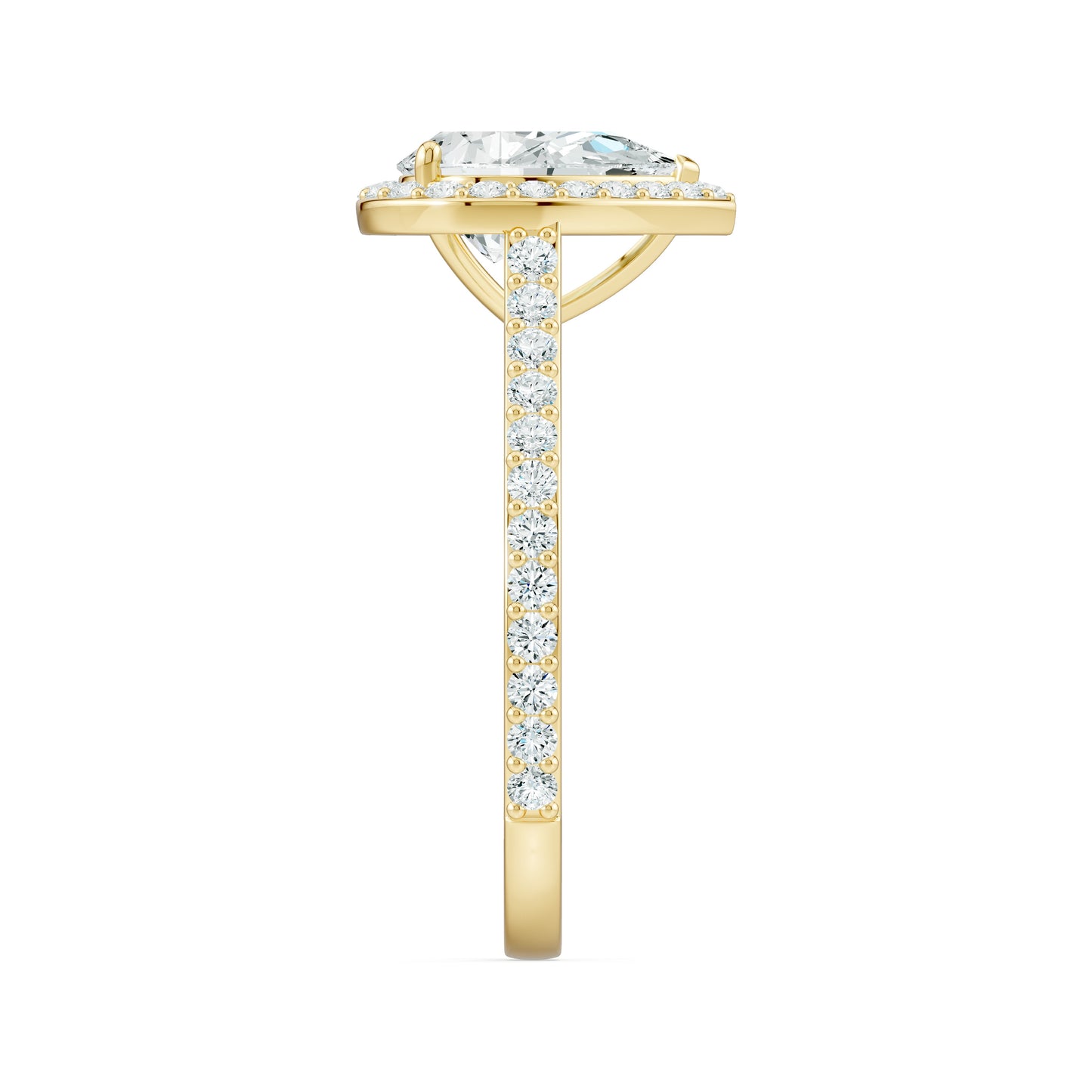 Pear Shape Moissanite Halo Engagement Ring