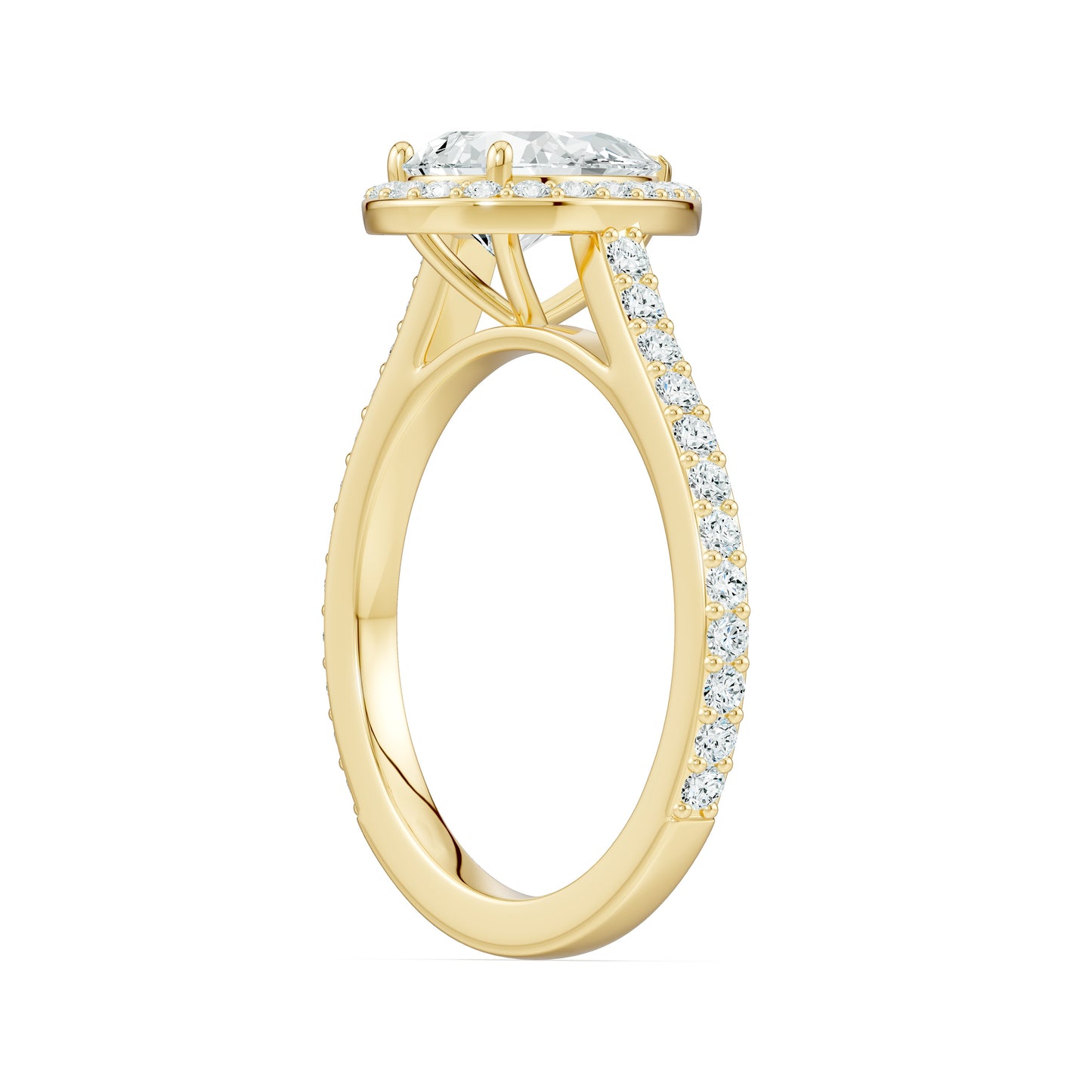 Pear Shape Moissanite Halo Engagement Ring