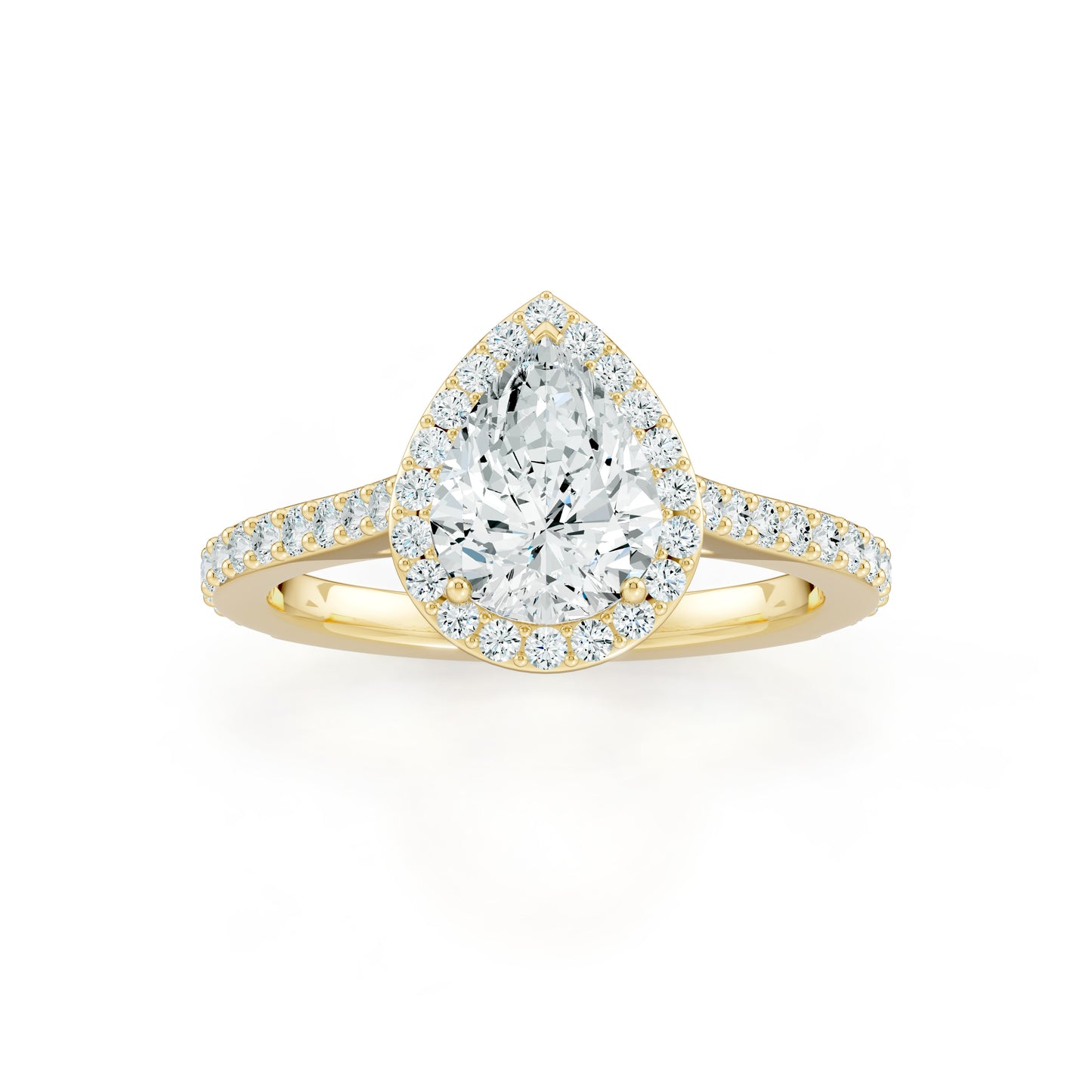 Pear Shape Moissanite Halo Engagement Ring