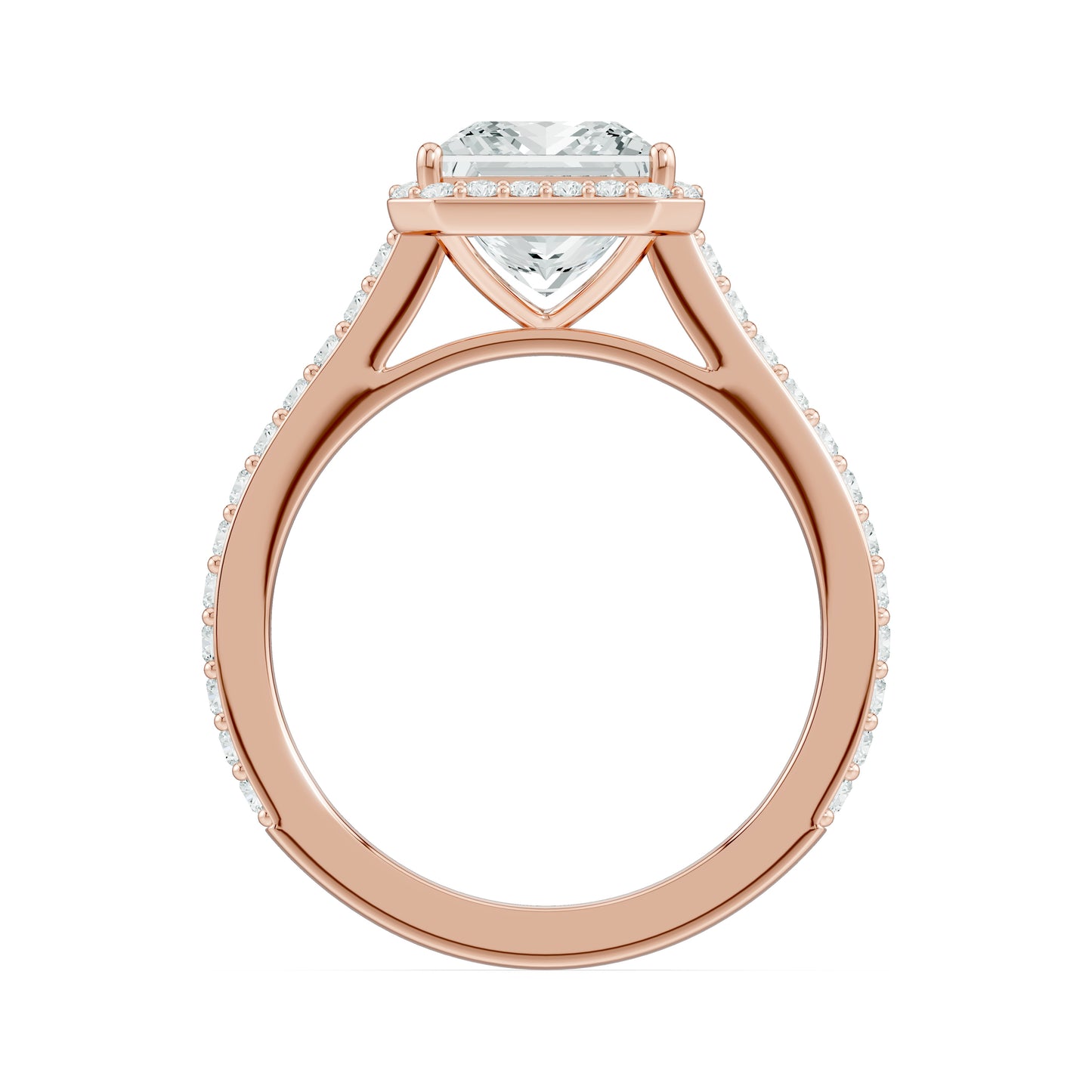 Princess Cut Moissanite Halo Engagement Ring