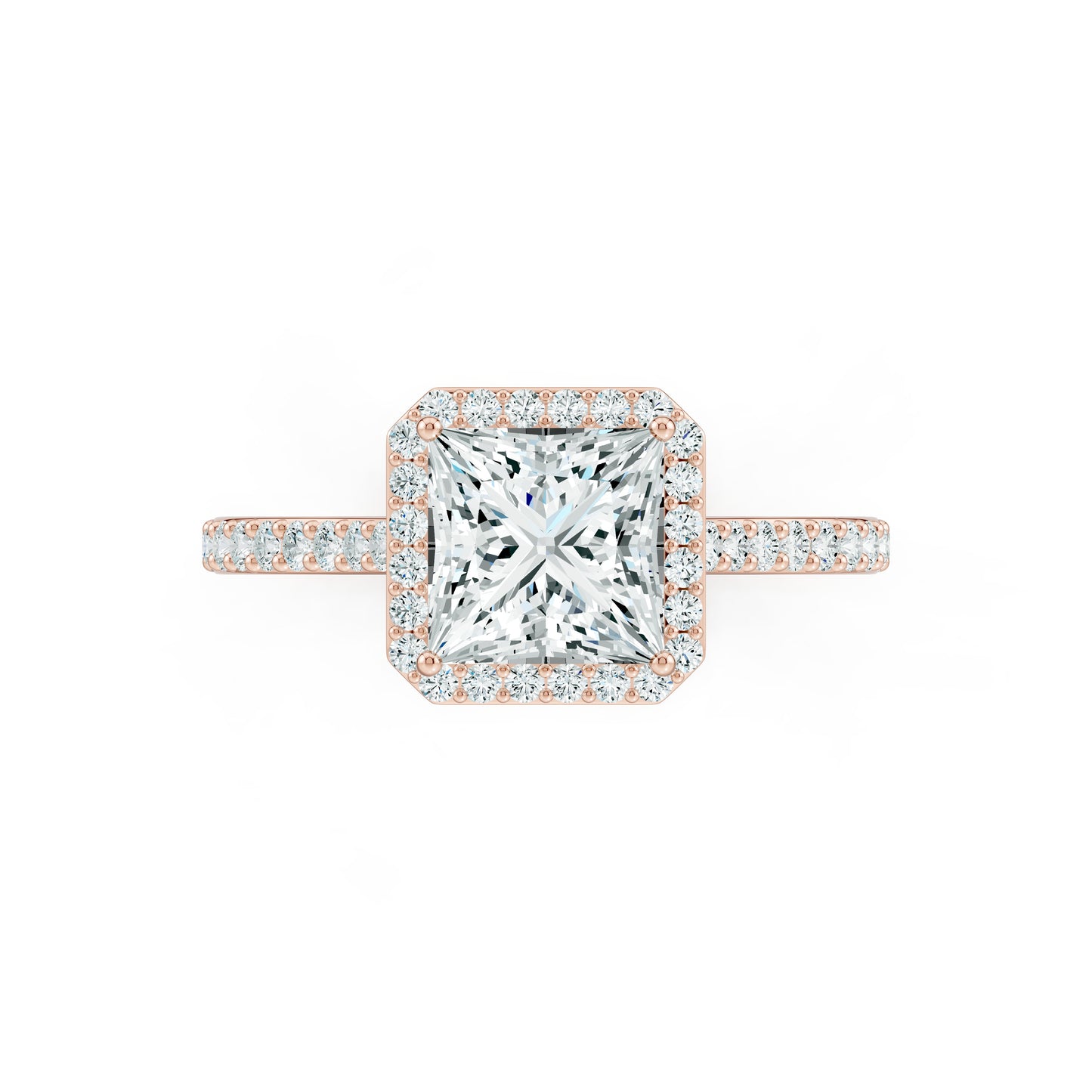Princess Cut Moissanite Halo Engagement Ring