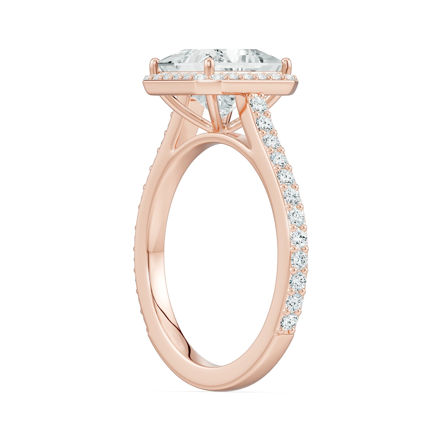 Princess Cut Moissanite Halo Engagement Ring