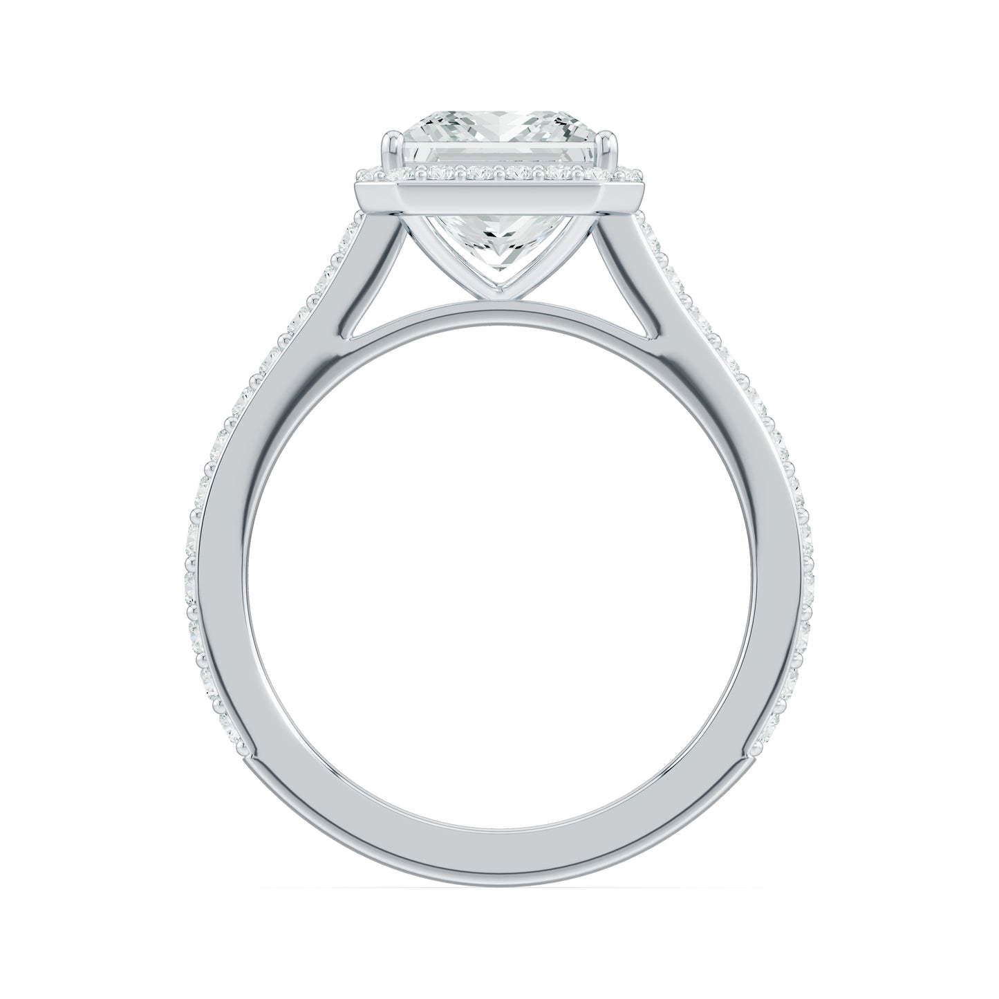 Princess Cut Moissanite Halo Engagement Ring