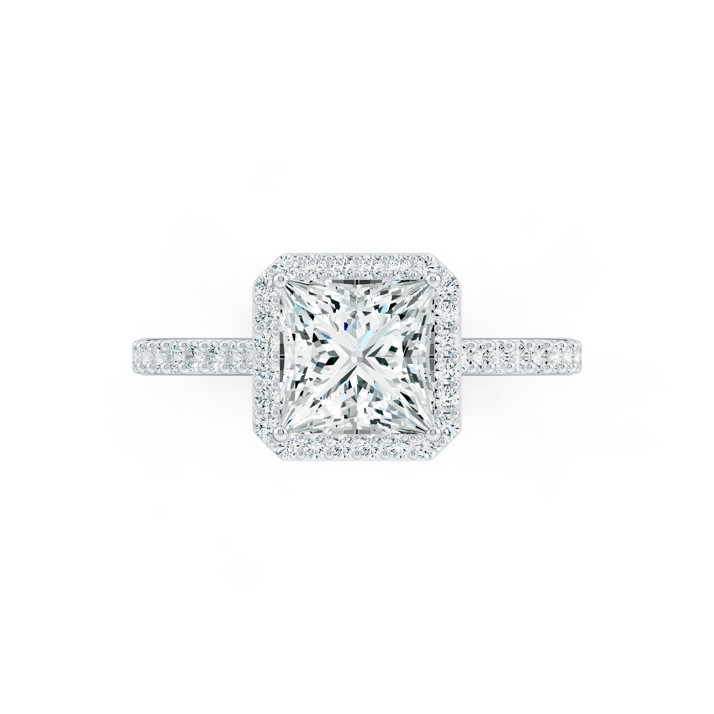 Princess Cut Moissanite Halo Engagement Ring