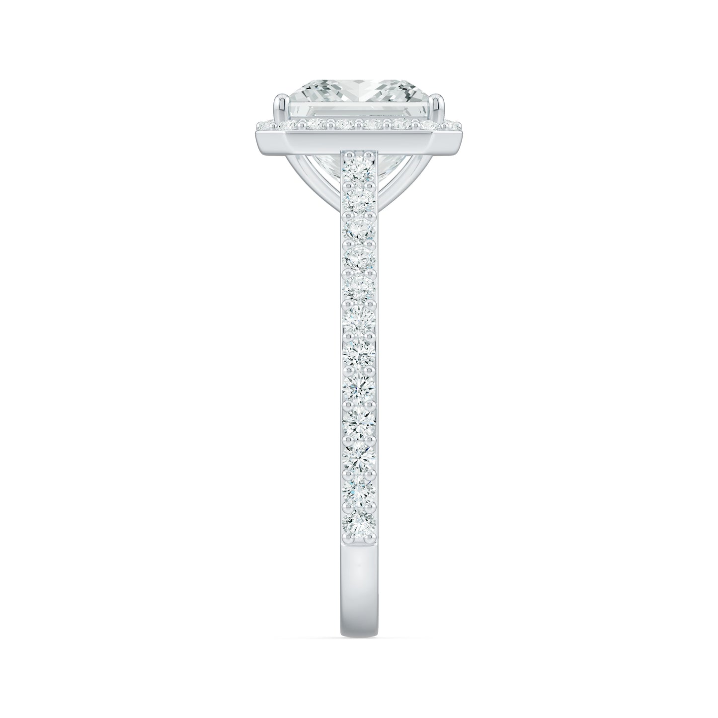Princess Cut Moissanite Halo Engagement Ring
