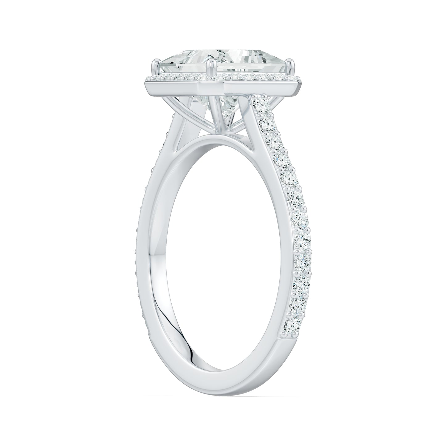 Princess Cut Moissanite Halo Engagement Ring