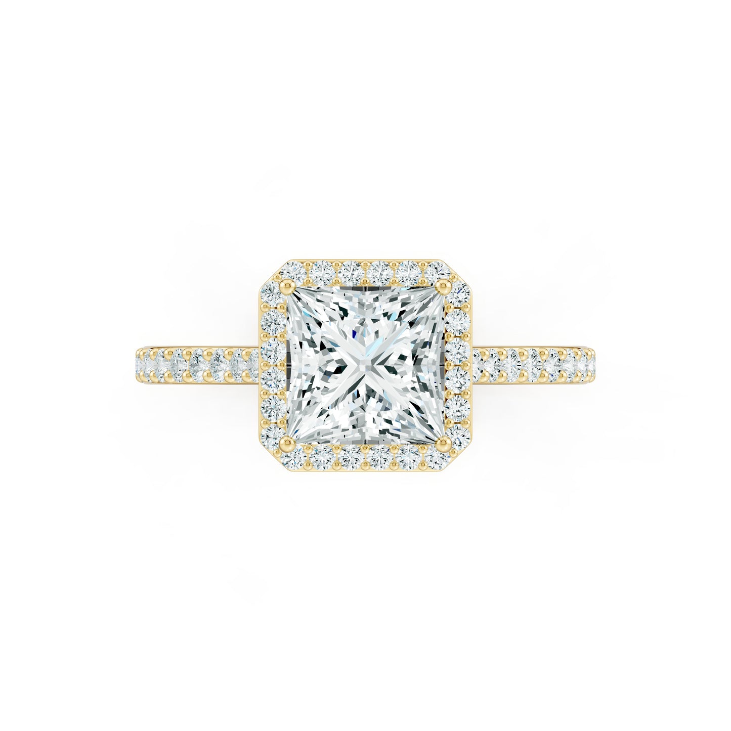 Princess Cut Moissanite Halo Engagement Ring