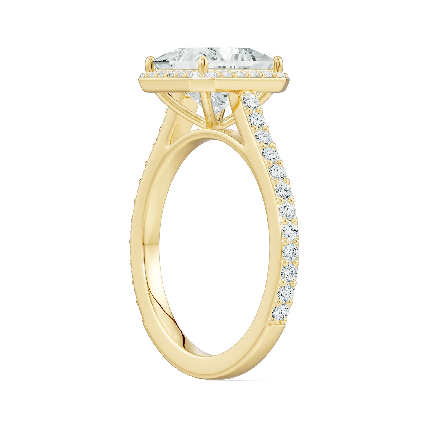 Princess Cut Moissanite Halo Engagement Ring