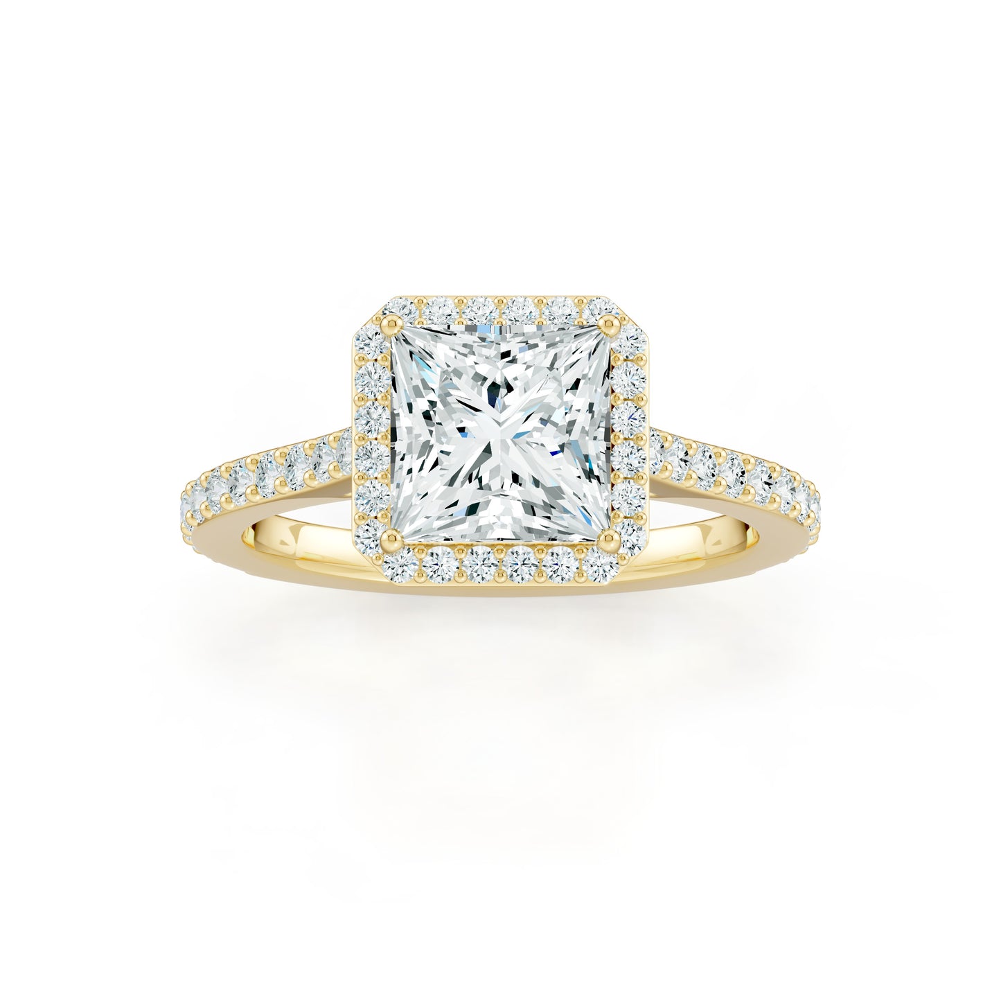 Princess Cut Moissanite Halo Engagement Ring
