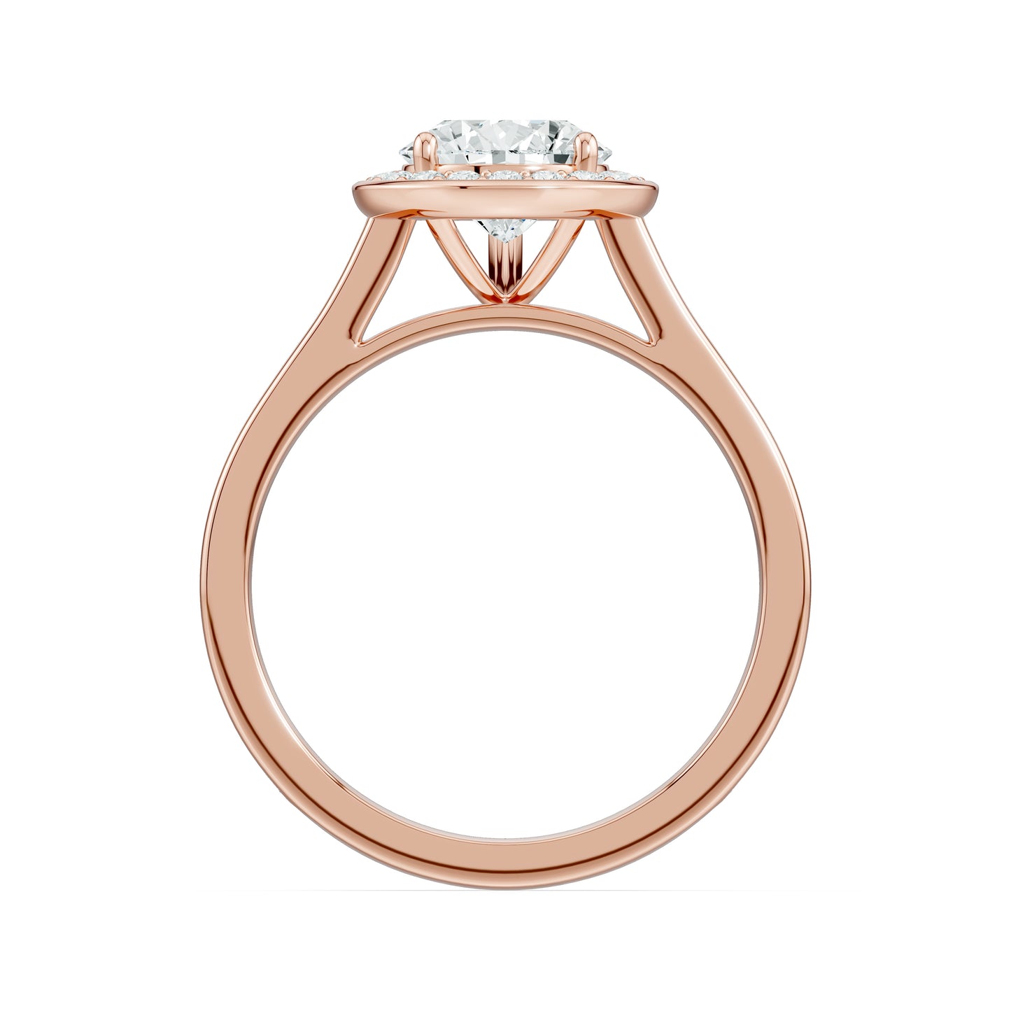 Pear Halo Moissanite Solitaire Engagement Ring with Pavé Side Stones