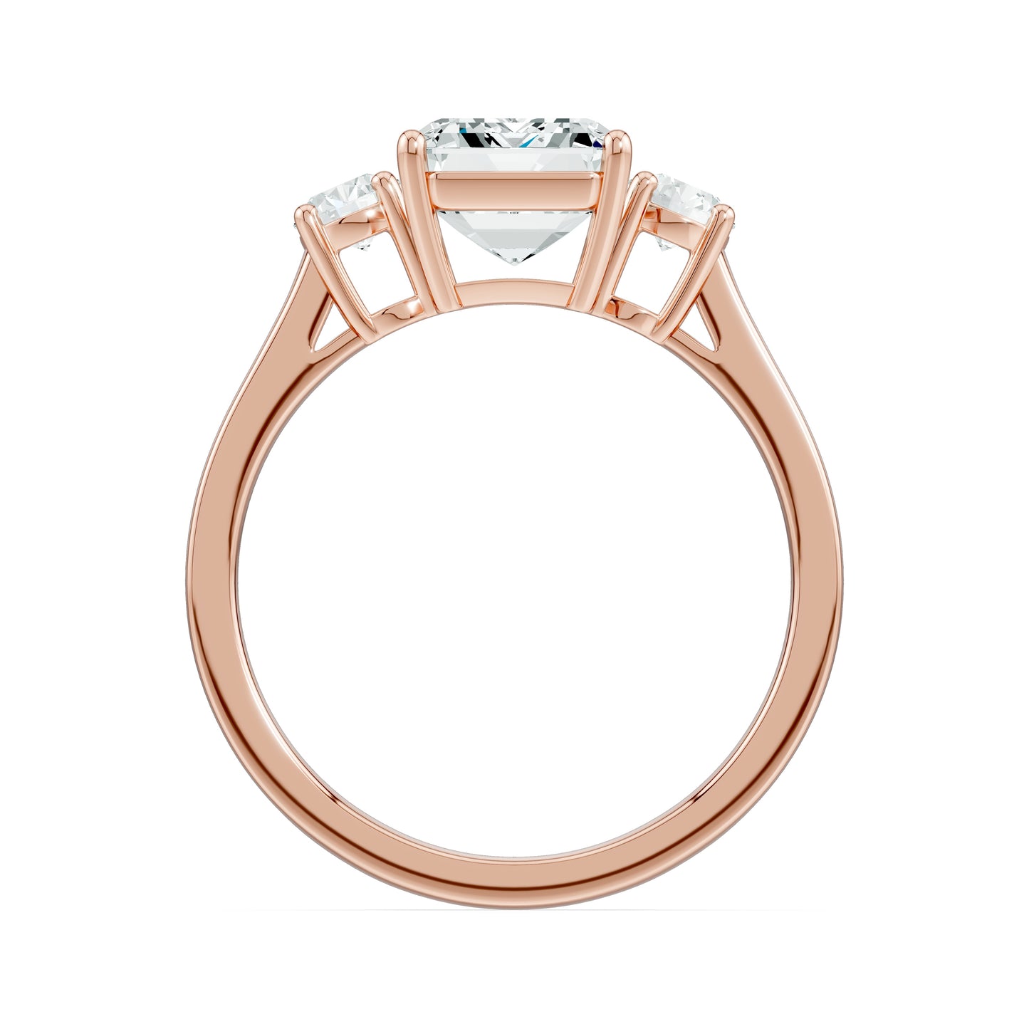 Emerald Cut Moissanite Three Stone Engagement Ring