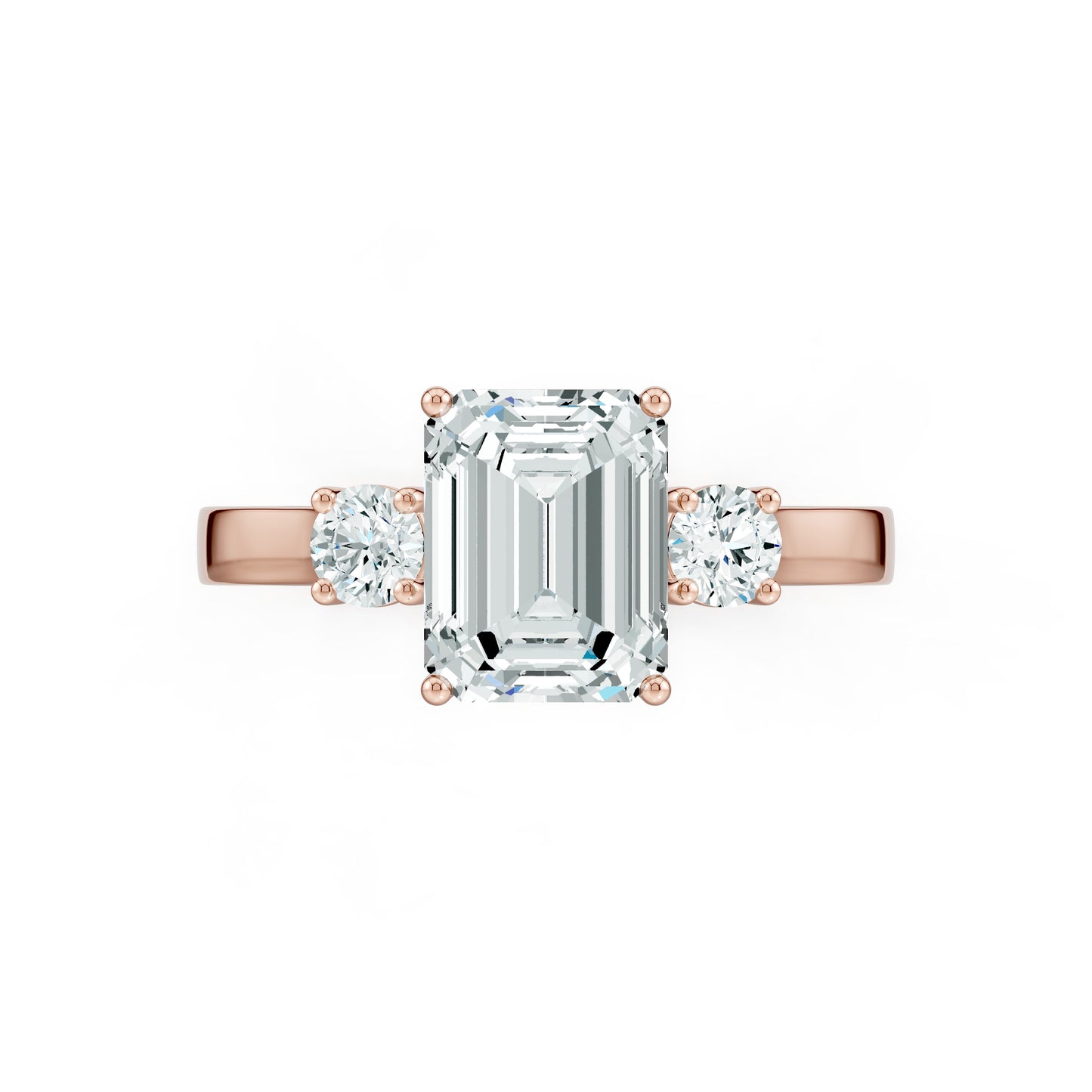 Emerald Cut Moissanite Three Stone Engagement Ring