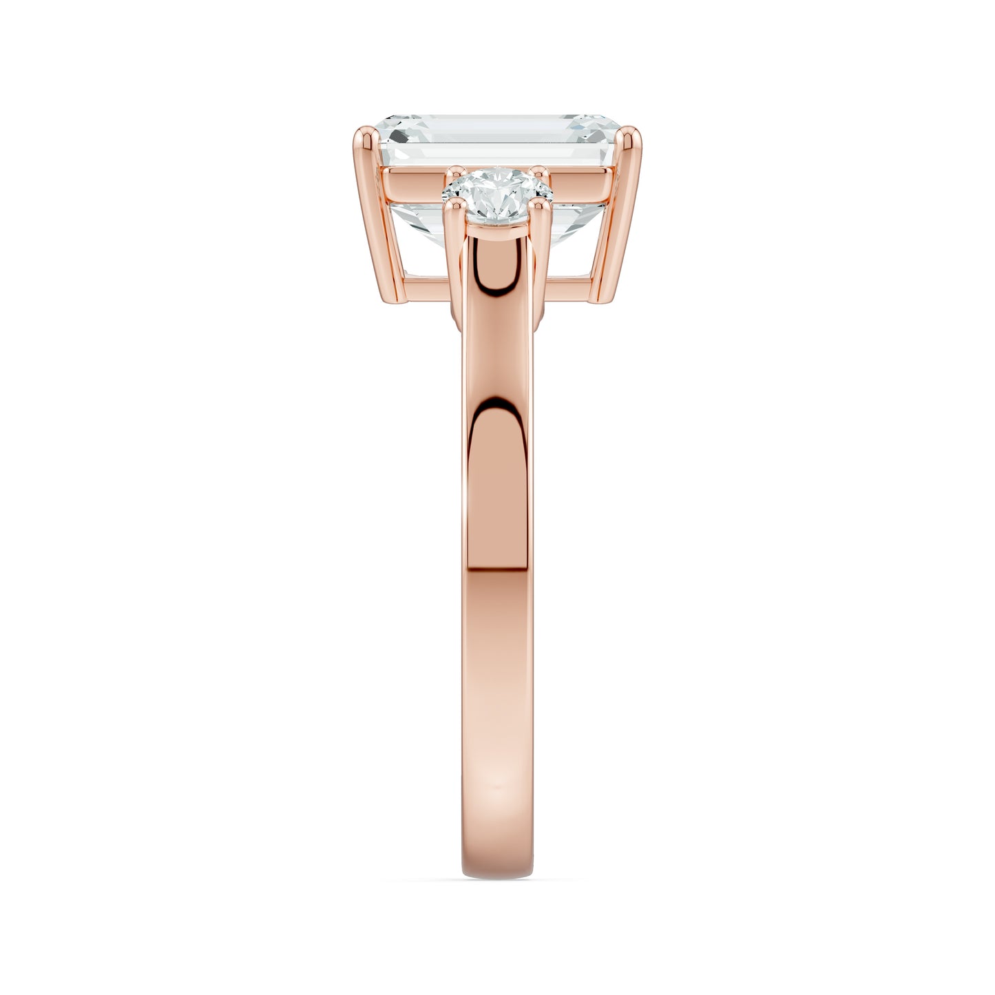 Emerald Cut Moissanite Three Stone Engagement Ring