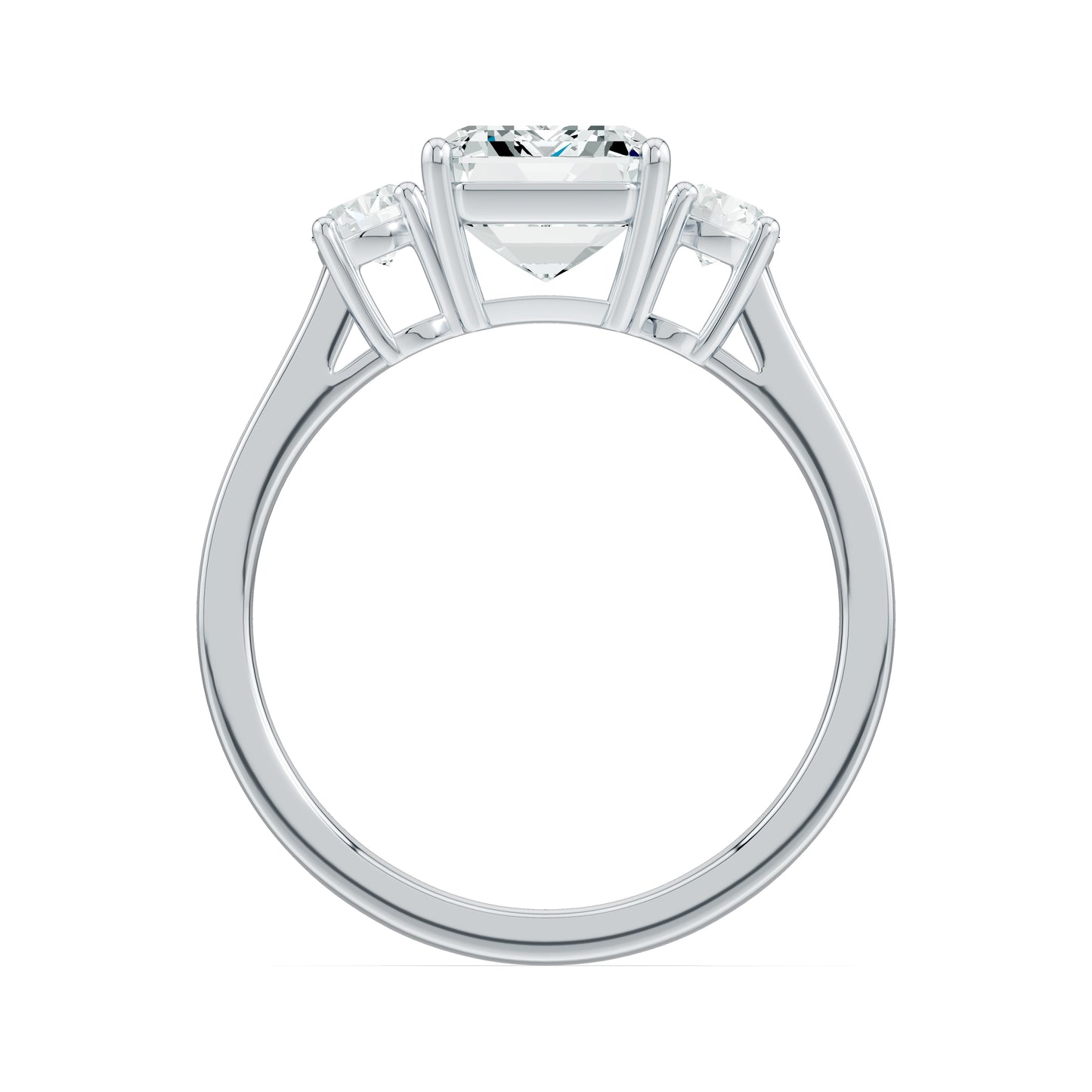 Emerald Cut Moissanite Three Stone Engagement Ring