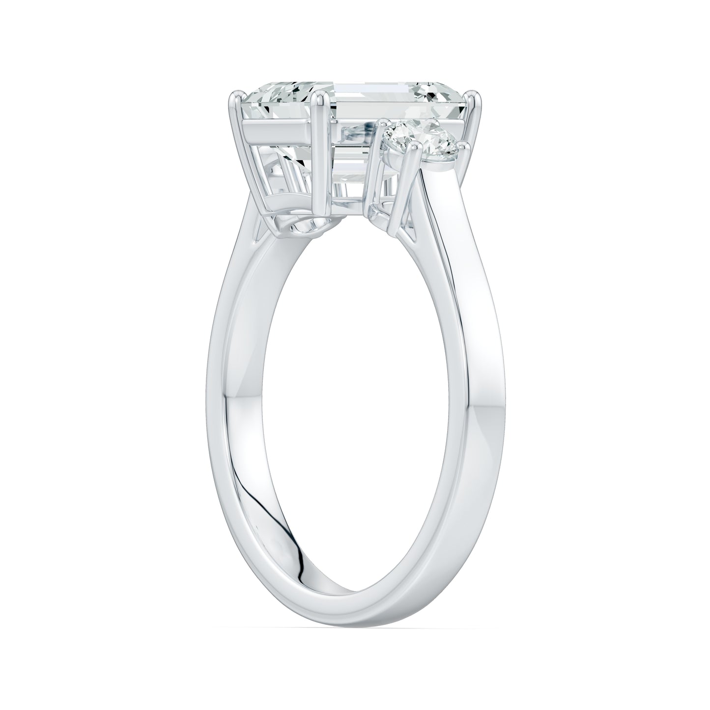 Emerald Cut Moissanite Three Stone Engagement Ring