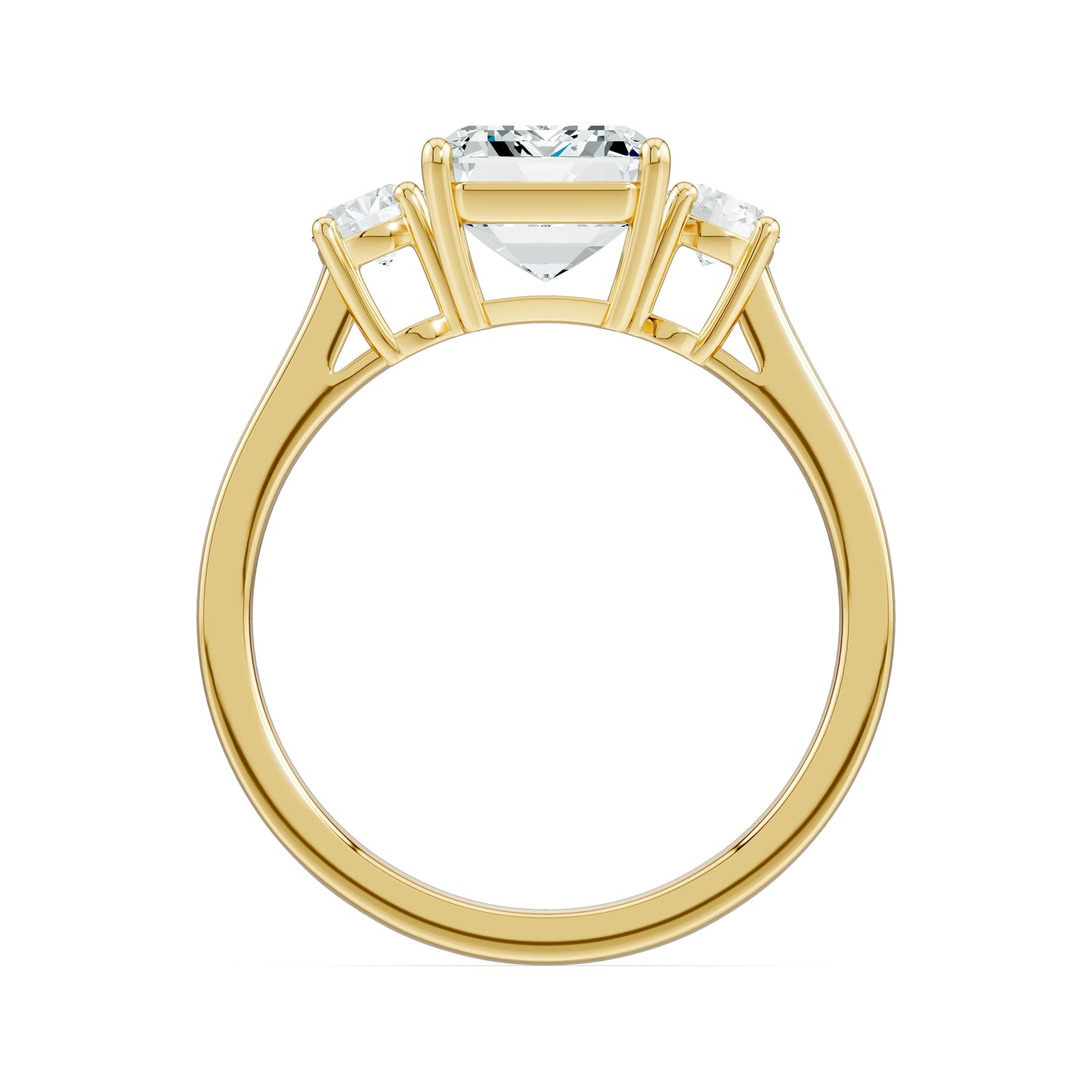Emerald Cut Moissanite Three Stone Engagement Ring