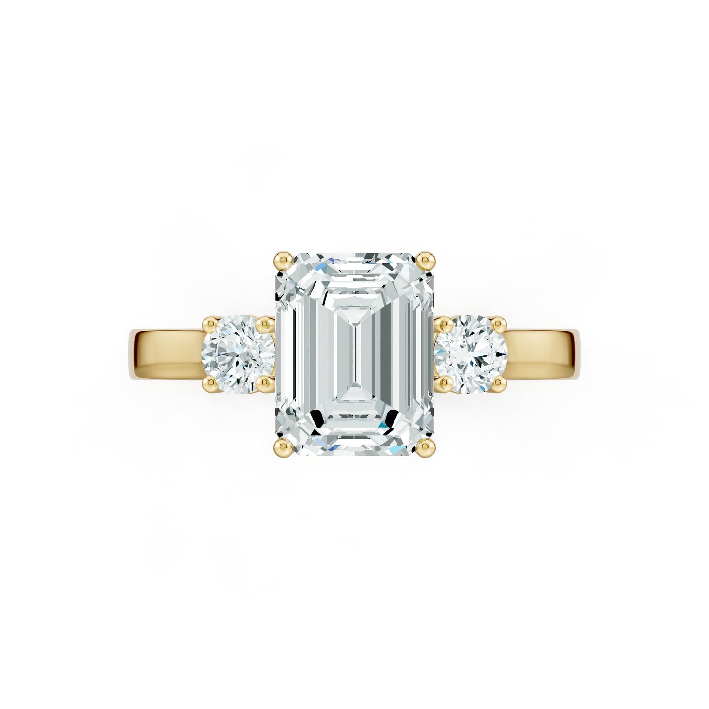 Emerald Cut Moissanite Three Stone Engagement Ring