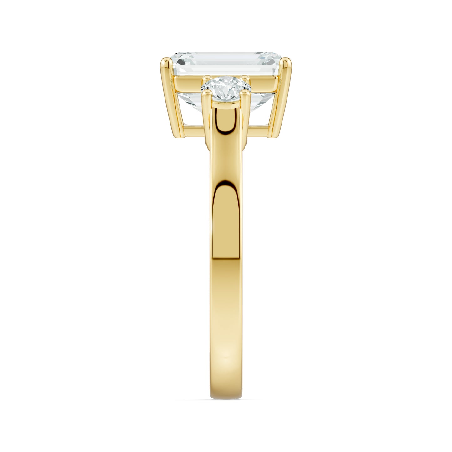 Emerald Cut Moissanite Three Stone Engagement Ring