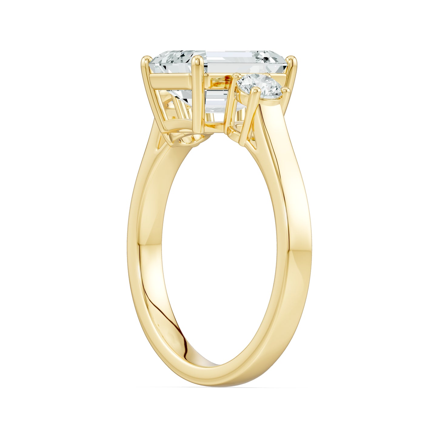 Emerald Cut Moissanite Three Stone Engagement Ring