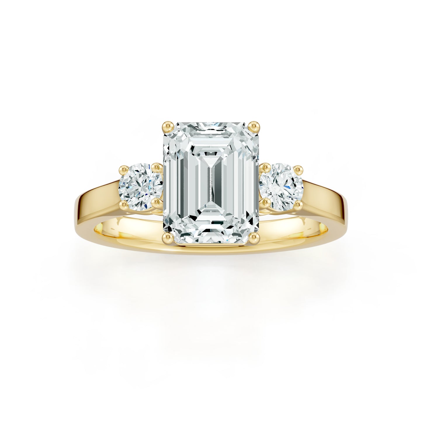 Emerald Cut Moissanite Three Stone Engagement Ring