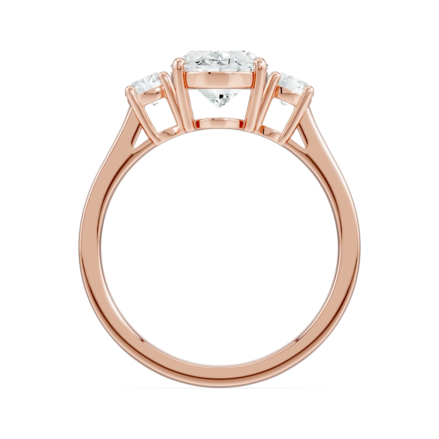 Oval Moissanite Three Stone Engagement Ring