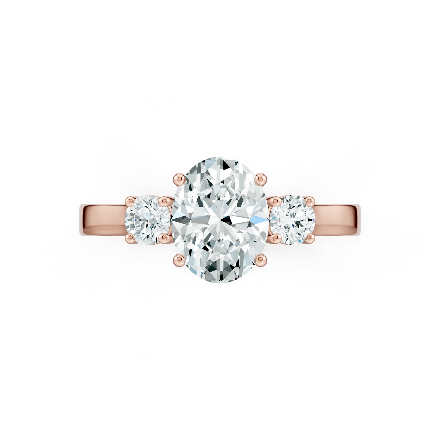Oval Moissanite Three Stone Engagement Ring