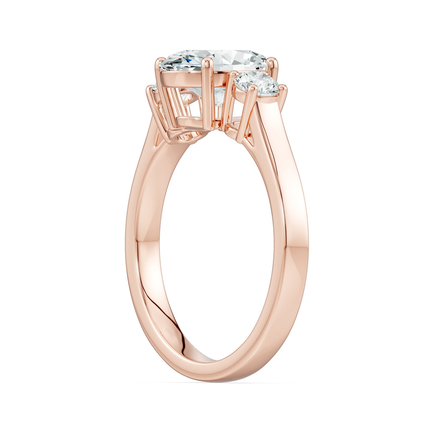 Oval Moissanite Three Stone Engagement Ring